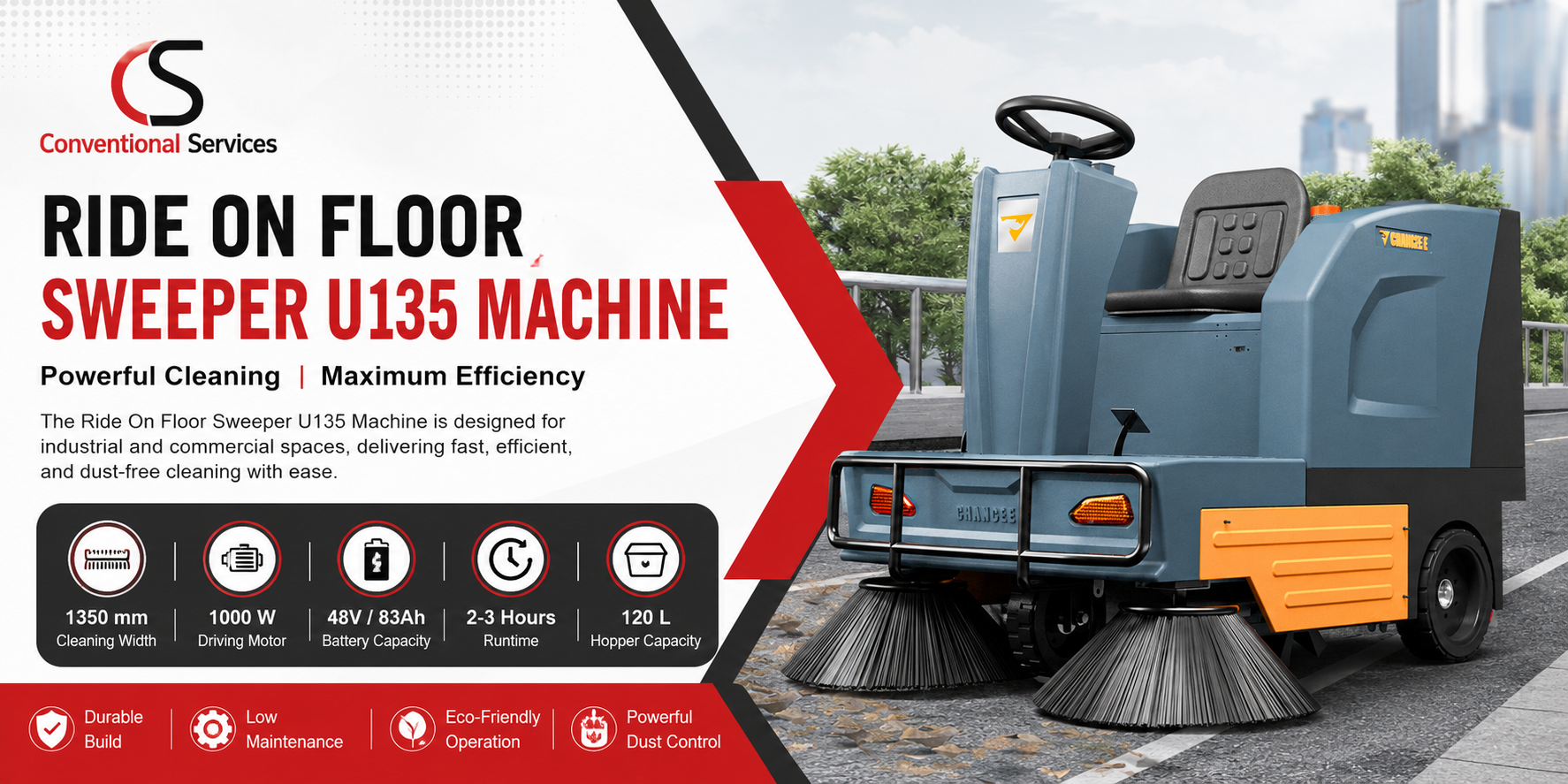 Ride On Floor Sweeper U135 Machine The Smart Choice For Industrial Floor Cleaning